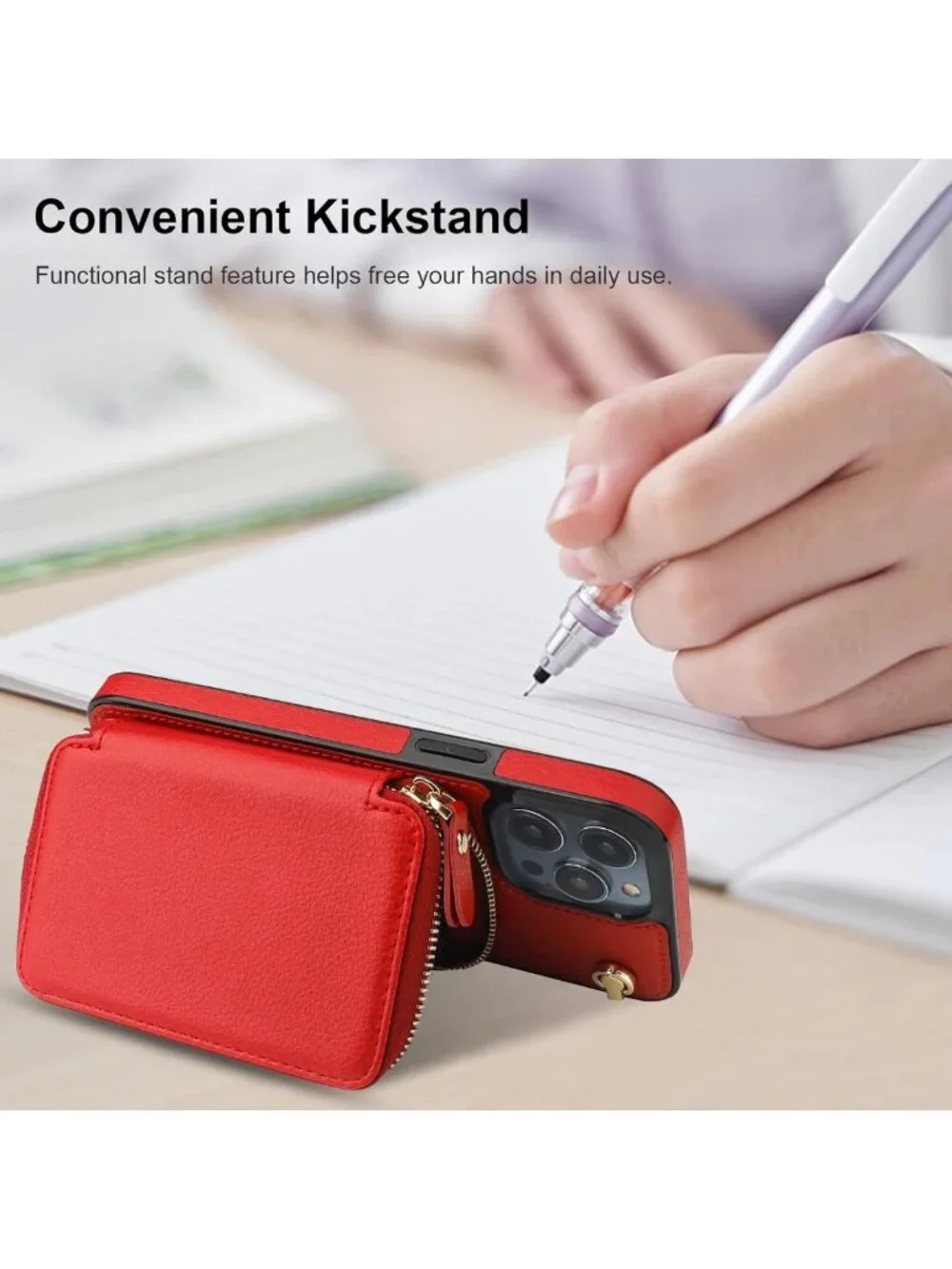 Stylish Multi-Slot Crossbody Wallet Case for iPhone 14 Pro Max - Red